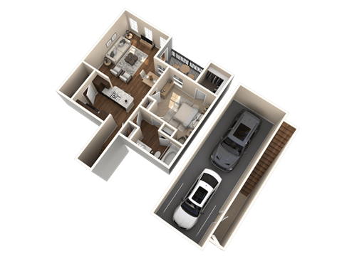 Floor plan for 1 bed, 1 bath, 860 sqft